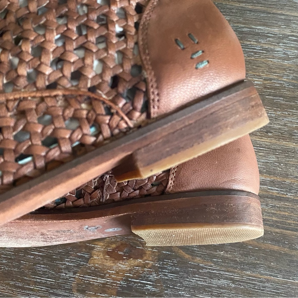 Roan by Bed|Stu Boho Retro Perforated Ankle Booties Shoes Womens 9 Tan Brown‎ - Picture 10 of 12